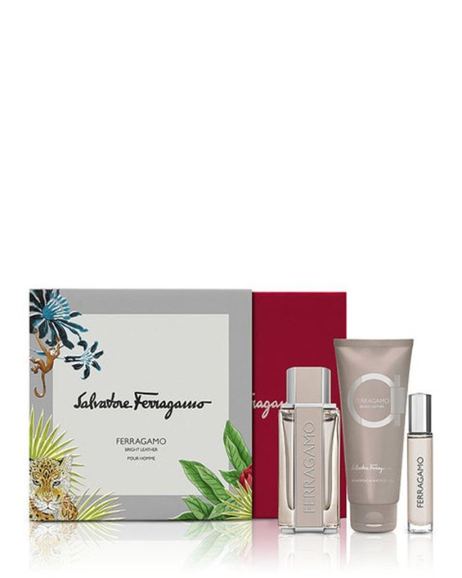 Set Caballero Ufemme | Set Salvatore Ferragamo Ferragamo Bright Leather (Perfume 100 Ml + Mini 10 Ml + Body Lotion 75 Ml) Cab