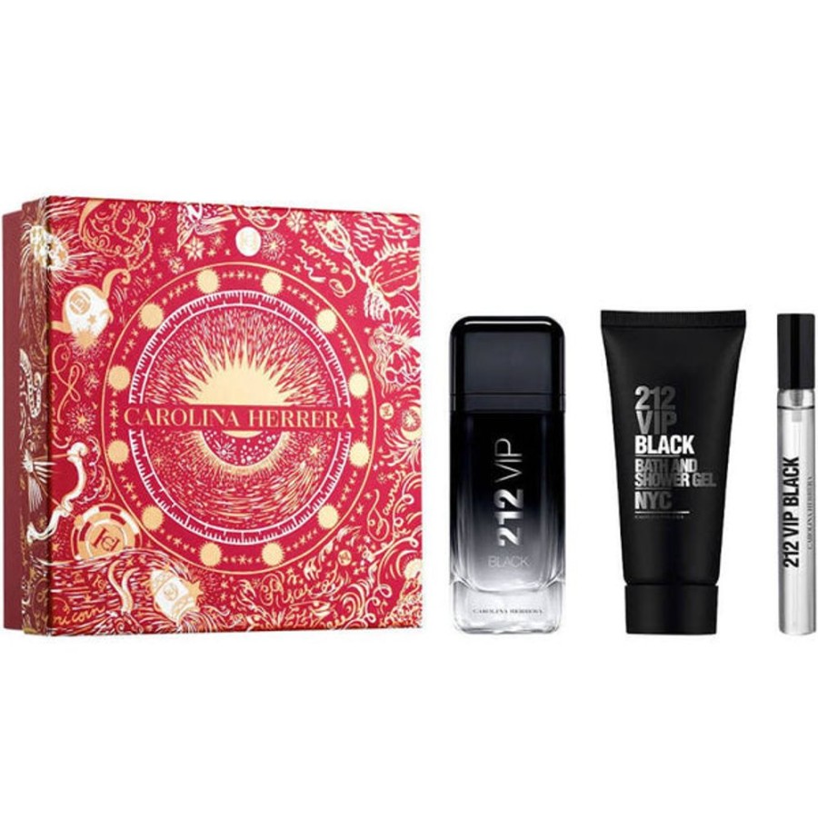 Set Caballero Ufemme | Set Carolina Herrera 212 Vip Black (Perfume 100 Ml + Mini 10 Ml + Gel Ducha 100 Ml) Cab